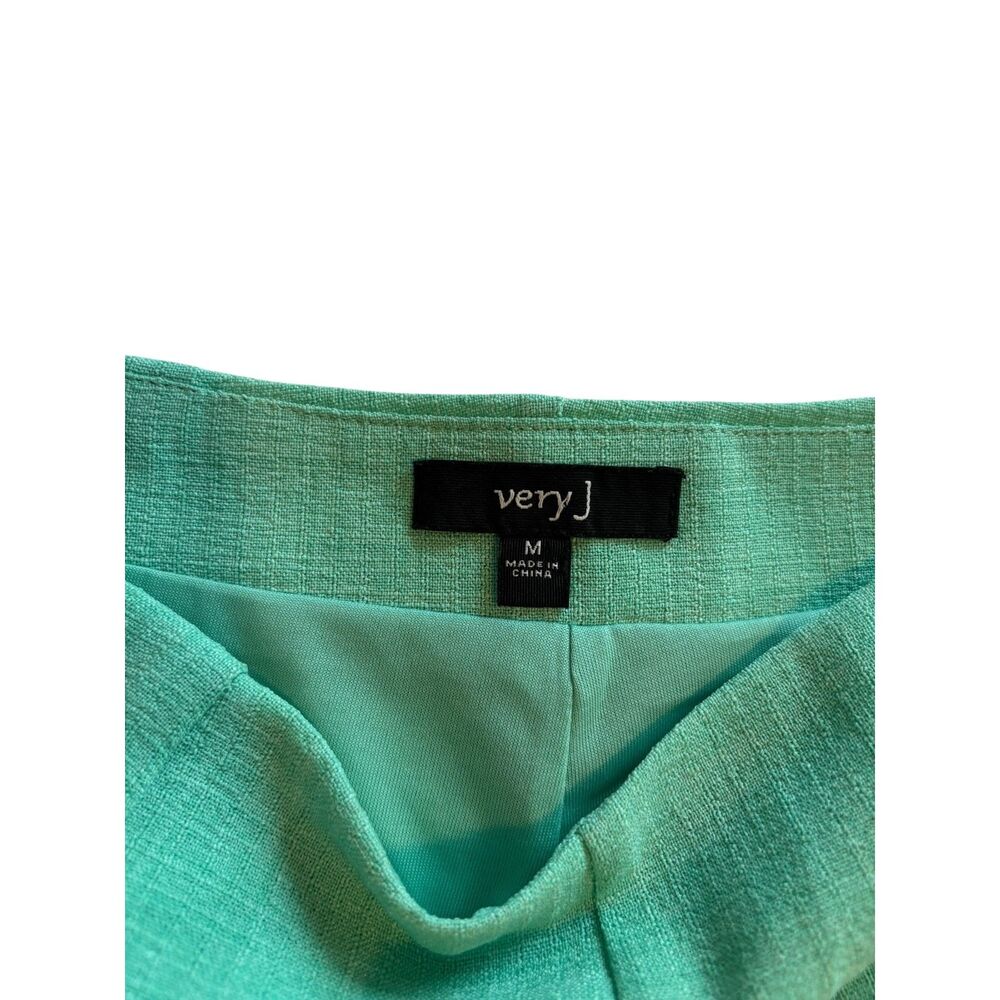 Very J Women's Tailored Chino Shorts Boho Teal Blue Green Pom Pom Accents Size M - Picture 6 of 6
